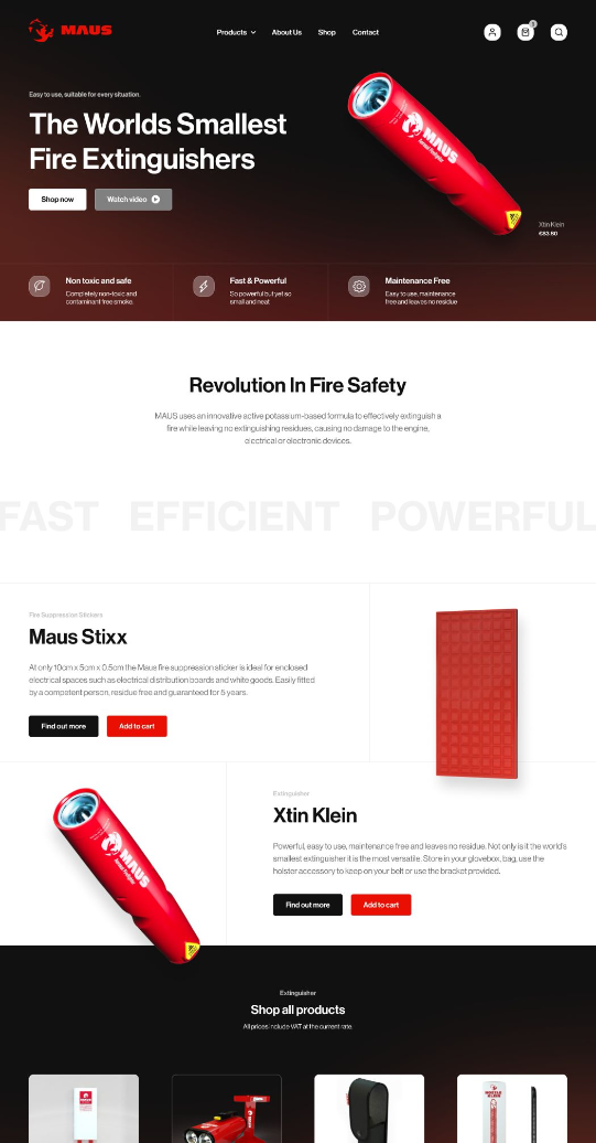 Screenshot of Maus Homepage web design and development built with Shopify