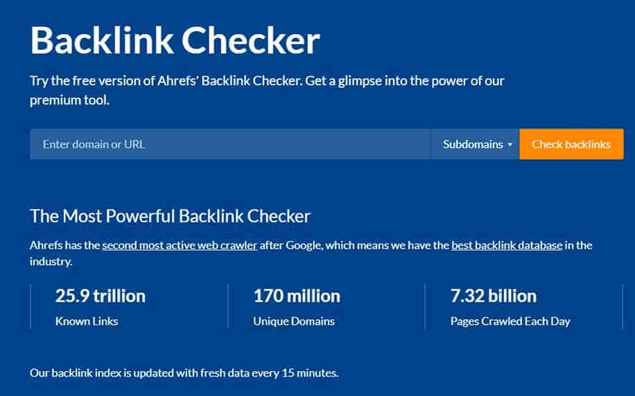 Ahrefs backlink checking tool
