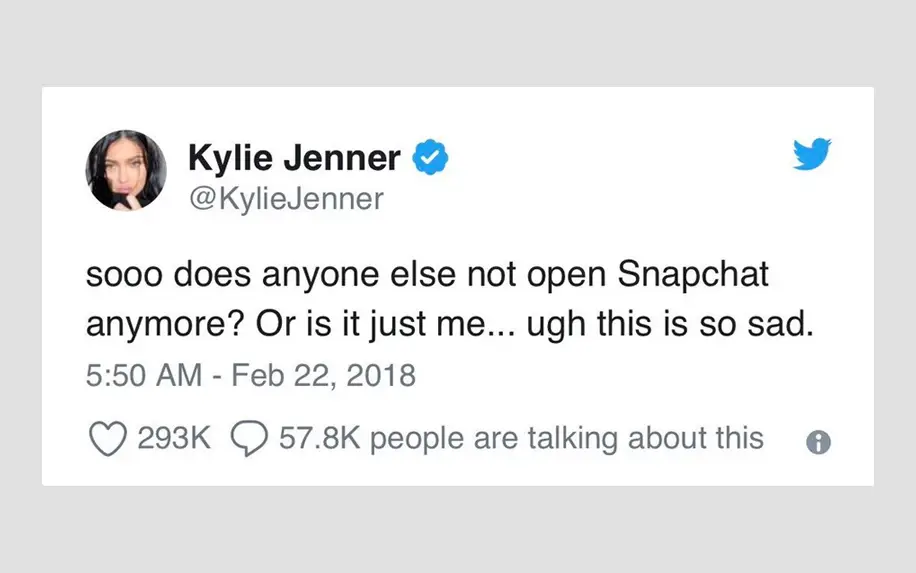 Kylie Jenner Snapchat advertising tweet screenshot. - tweet chat 