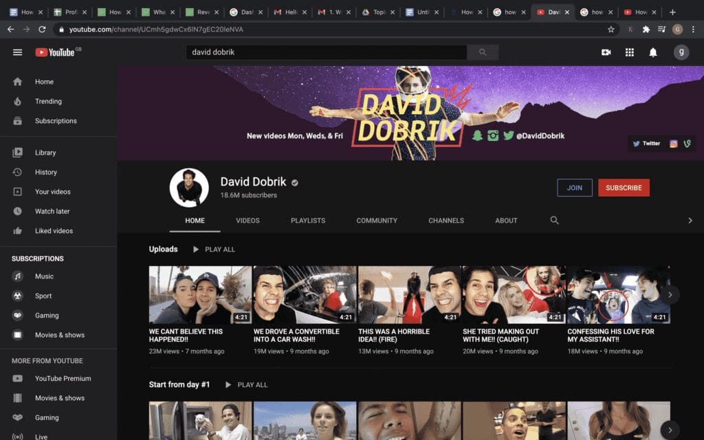David Dobrik's YouTube channel