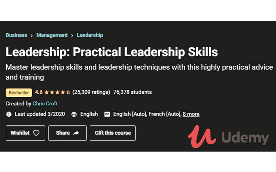 Udemy online leadership course screenshot