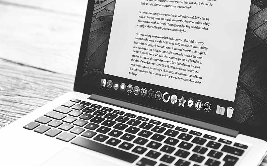 Copywriting- written content on a document within a macbook