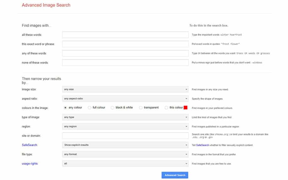 google advanced image search free to use