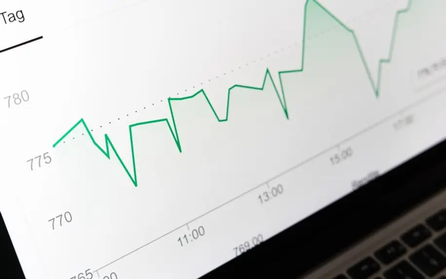 laptop screen showing line graph