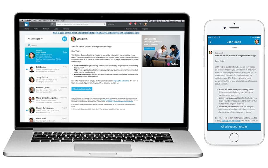 LinkedIn InMail on desktop and mobile