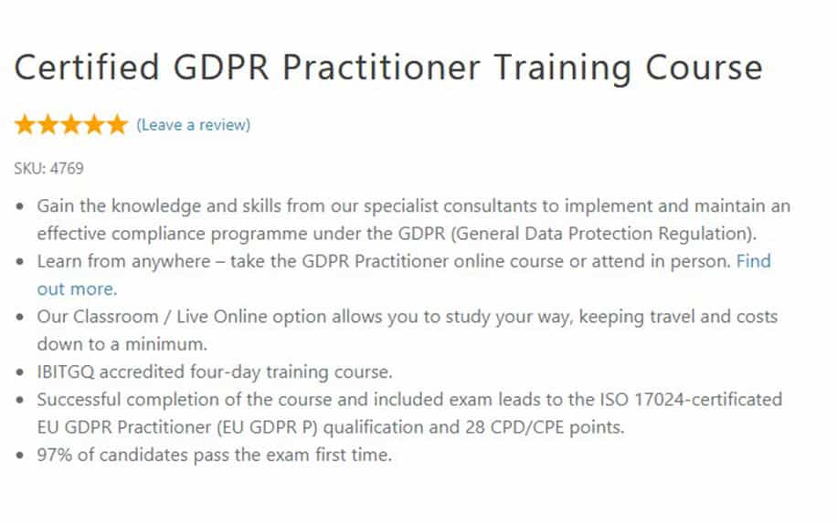 GDPR training for practitioners syllabus