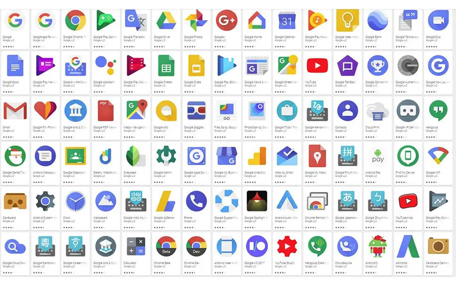 Google apps logos graphic