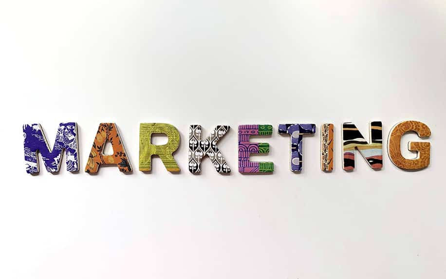 Marketing letters on white background