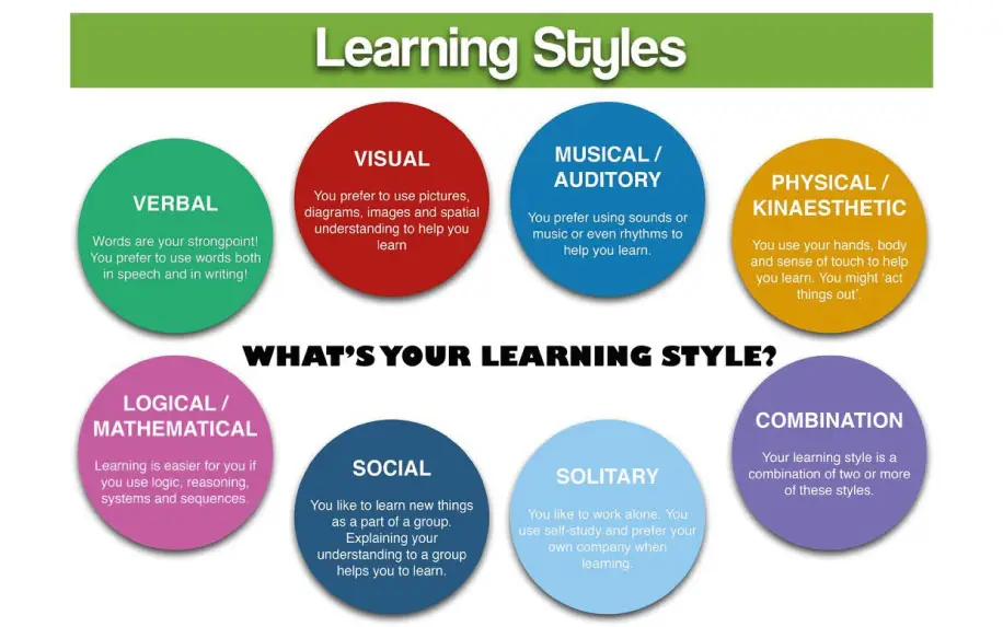 7 learning styles graphic