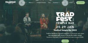 Web Design Antrim - Screenshot of TradFest Temple Bar an event website built  by ProfileTree