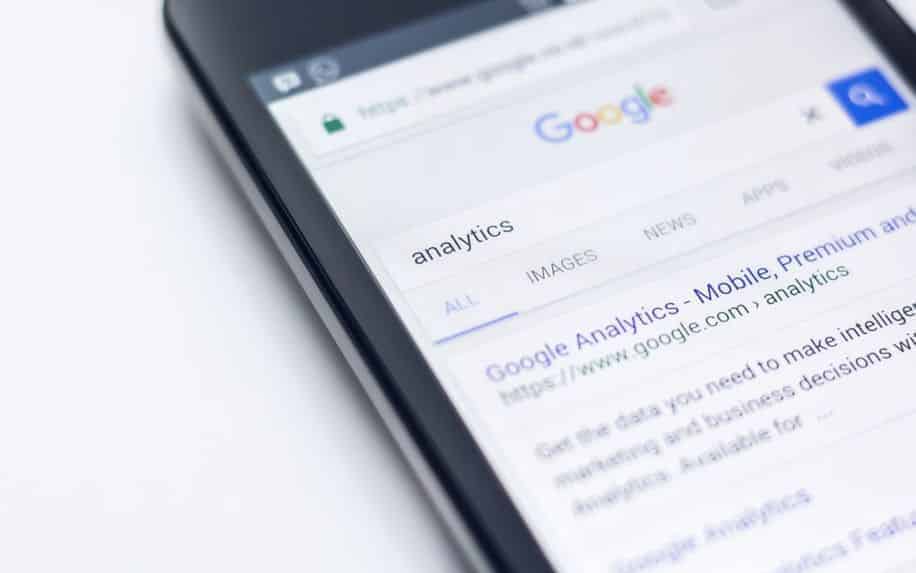 google search of analytics