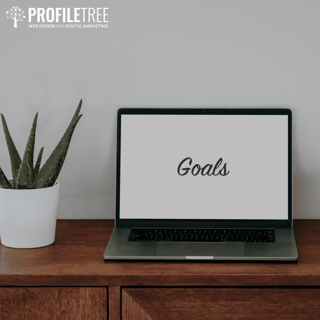 Image of laptop with word "goals" on the screen