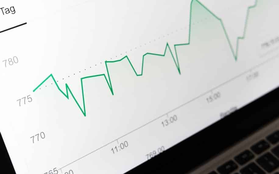 Laptop screen displaying a line graph