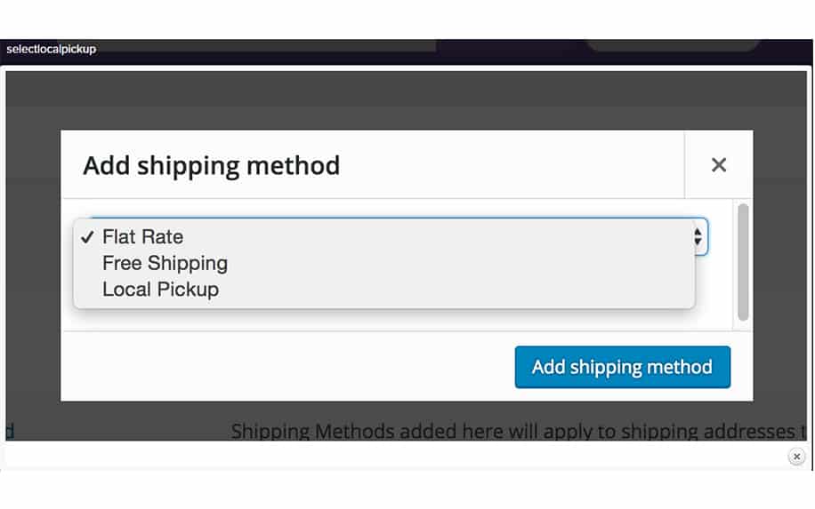 Add shipping method screenshot