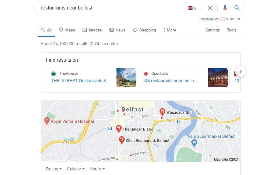 Local SEO restaurants near belfast