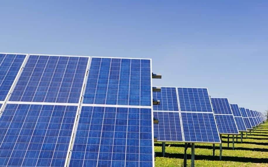 Image showing a solar farm to denote environmental factors.