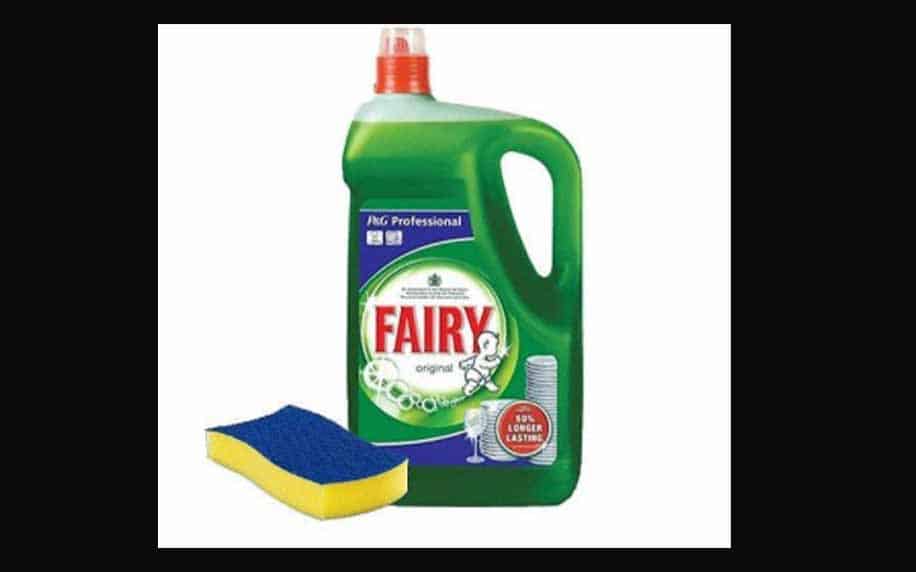 image of the iconic fairy bottle and scrubber - a well known, household brand