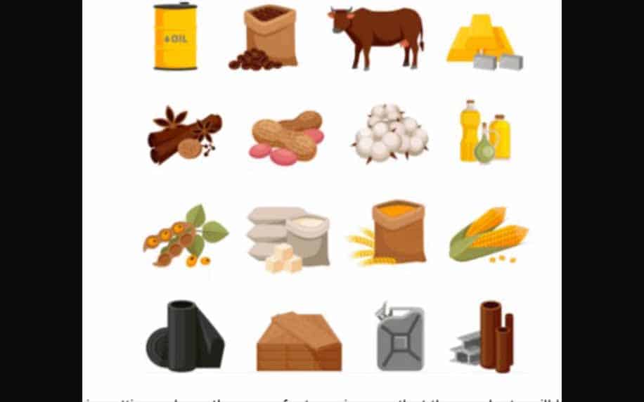 a chart of all the different commodities that are used for manufacturing consumer products