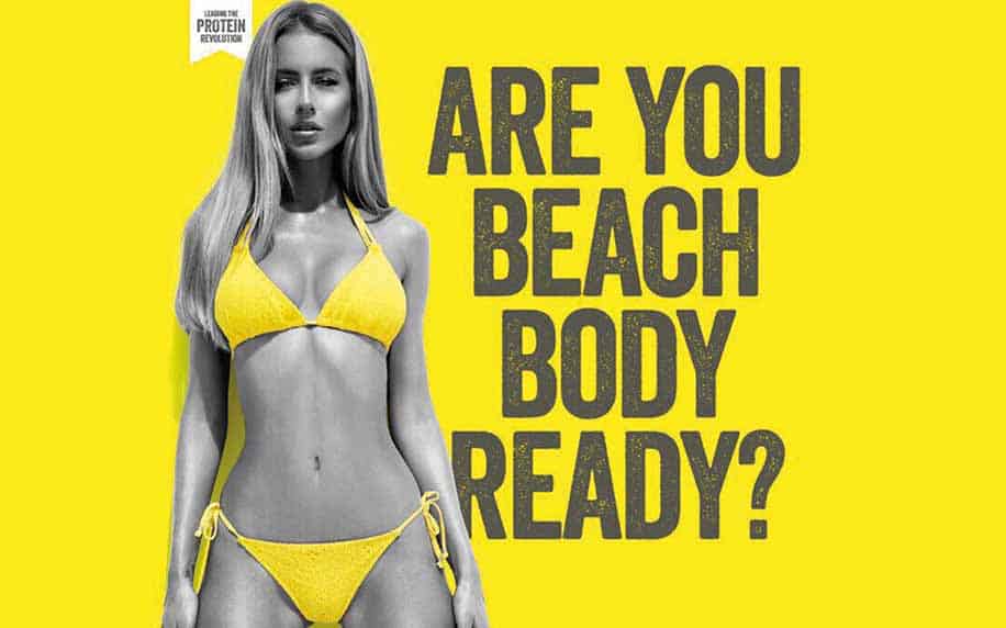 the beach body ready ad featuring a young woman in a bikini