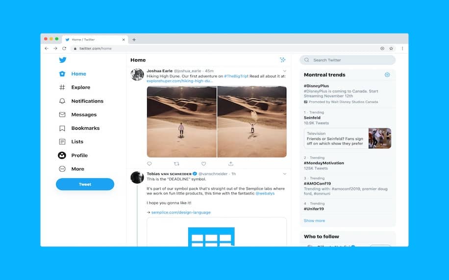 Image showing a screenshot of a Twitter profile to introduce it's functionality.