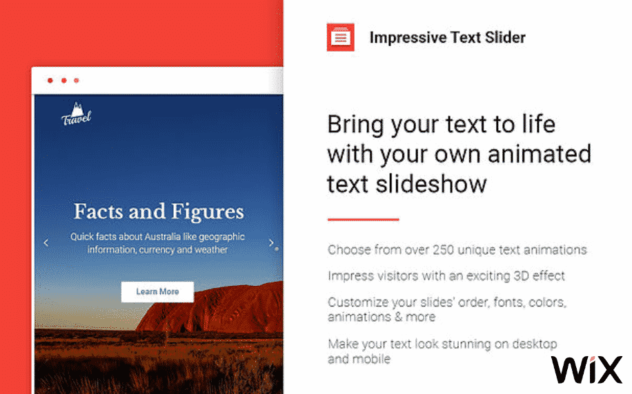 red and white background with screenshot showing Impressive Text Slider