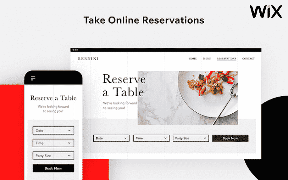 grey background showing webpage of wix reservations