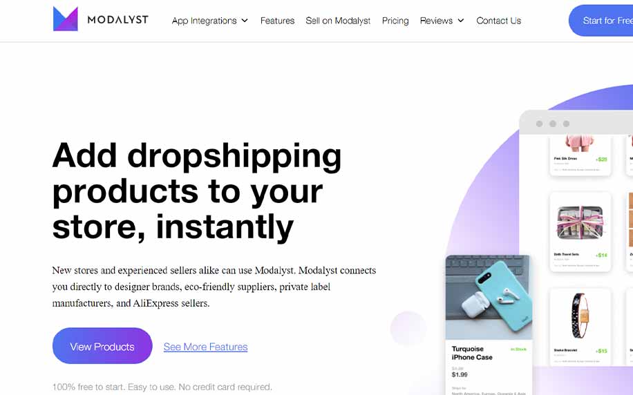 an image of the homepage of modalyst