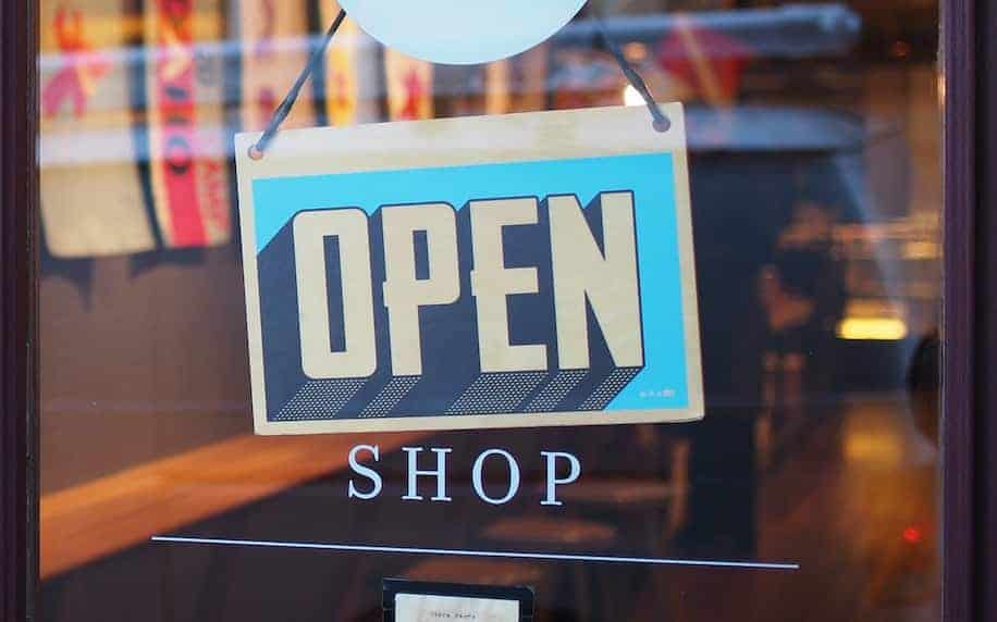 Image of a 'open' shop to denote small business.