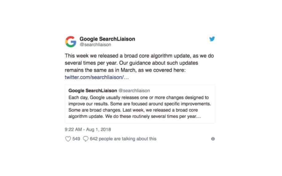 Google medic update tweet