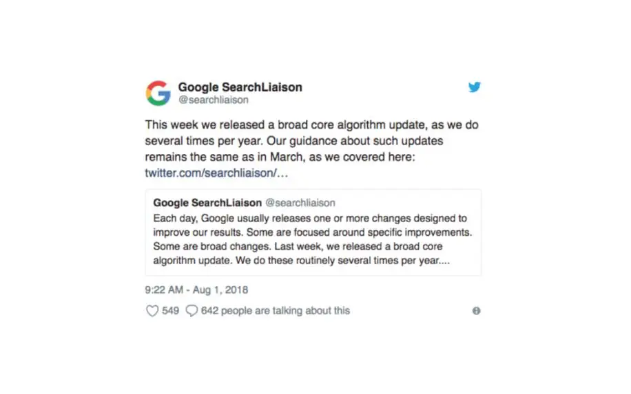 Google medic update tweet