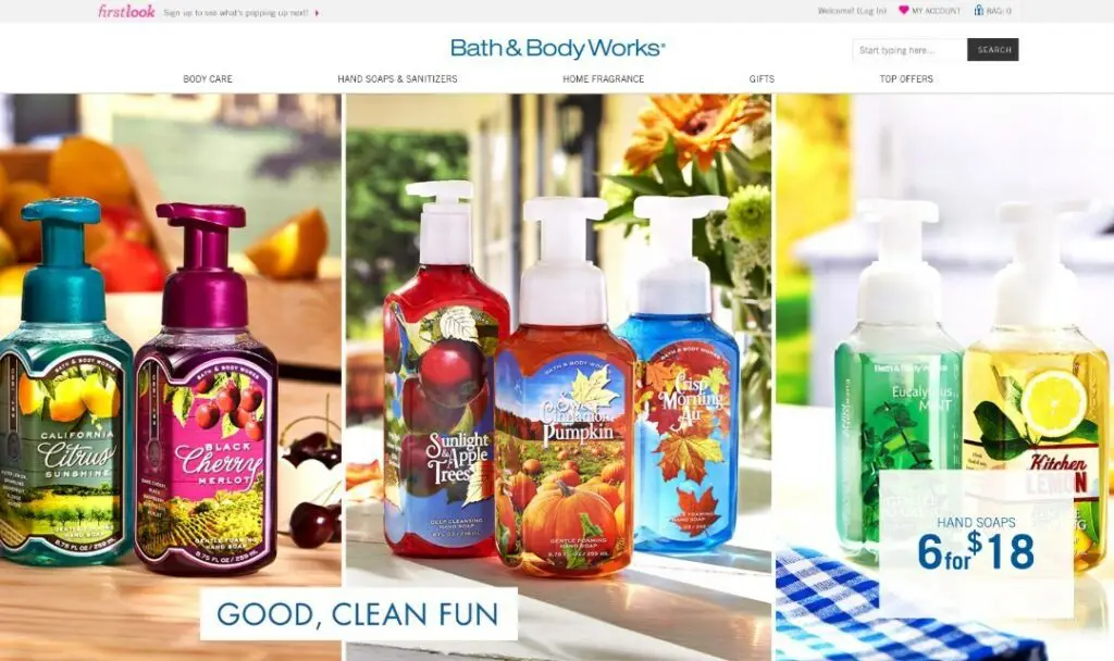 Bath and Body Works Website Snapshot