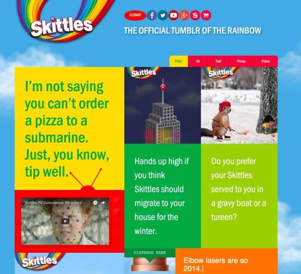 Skittles Website Snapshot