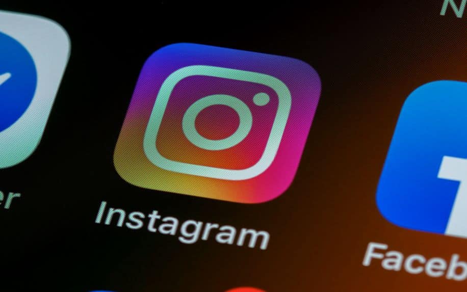 A photo of the Instagram app logo on a smartphone