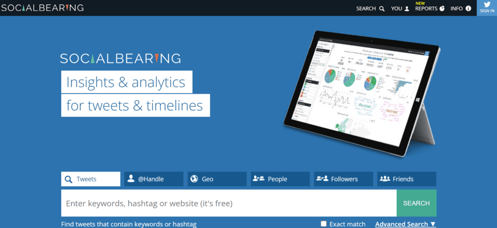 Social Bearing is useful free analytics tool for Twitter users