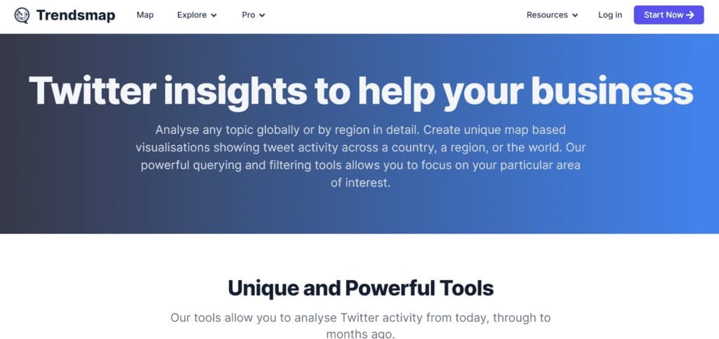 Trendsmap is another visual type of Twitter analytics tool