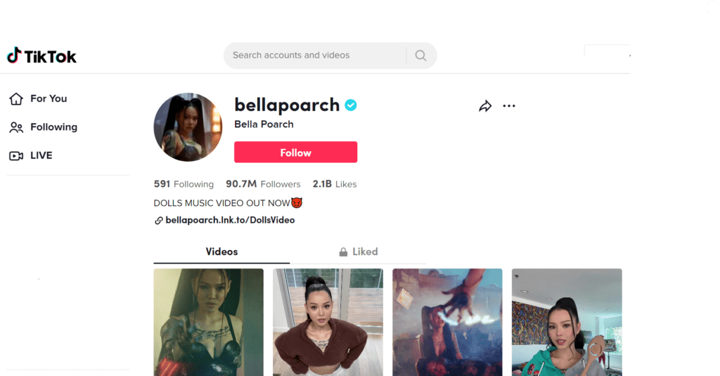 Bella Poarch had an Impressive 90.7 Million people following her TikTok page