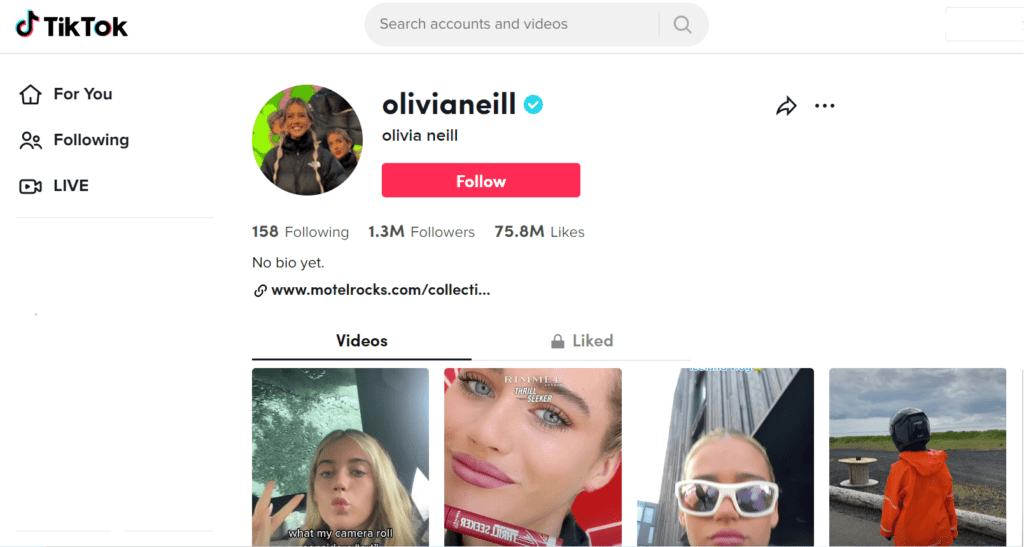 Olivia Neill shares fashion content and videos of her day-to-day life with her followers