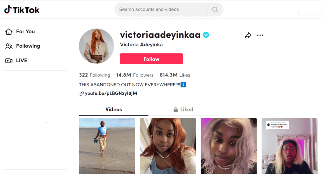 Victoria has the most-followers on TikTok in Ireland