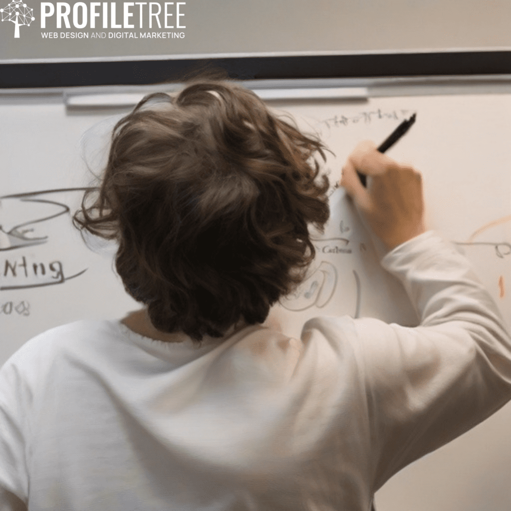 image of cartoon person writing something down on whiteboard