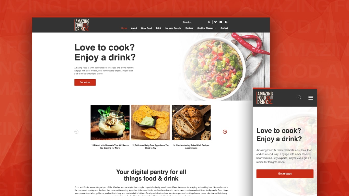 Screenshot of Desktop and Mobile of Amazing Food and Drink