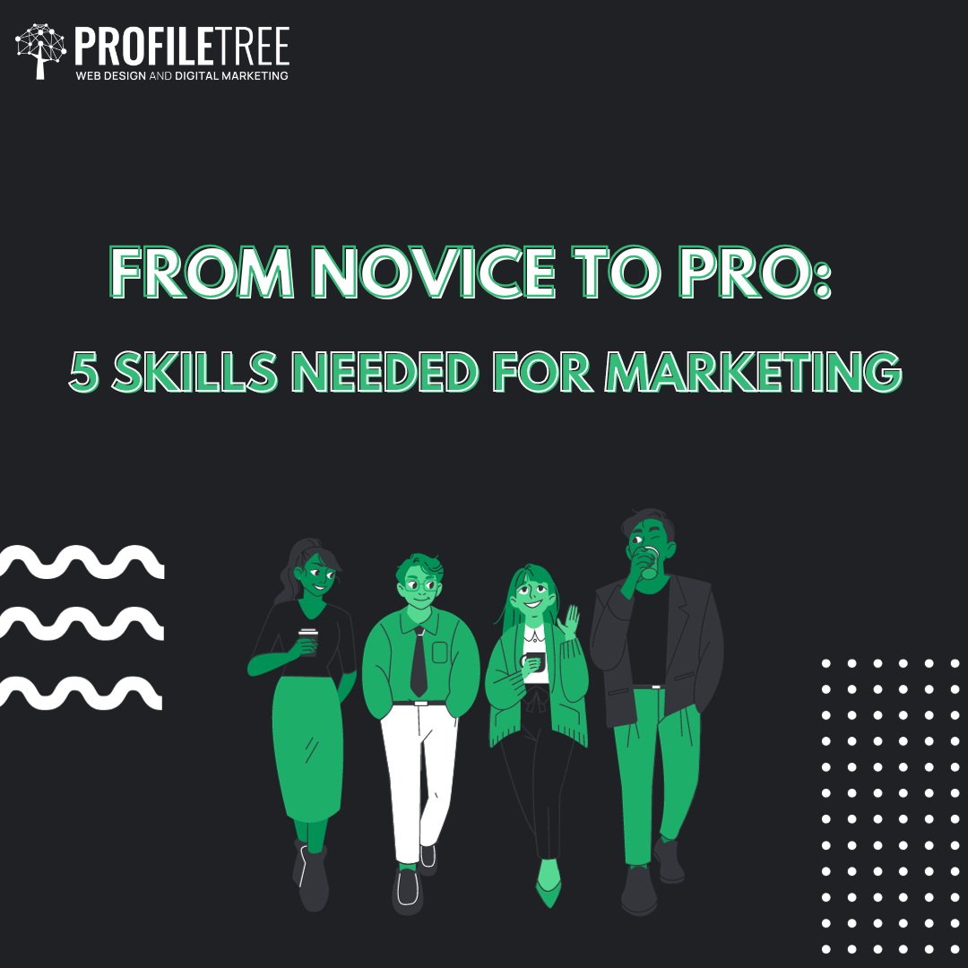 Skills Needed for Marketing - Animation of young professionals with the title of the blog above the animation