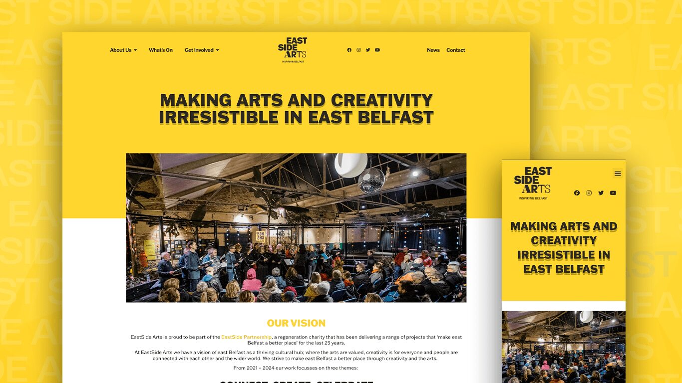 Eastside Arts Homepage on Desktop and Mobile