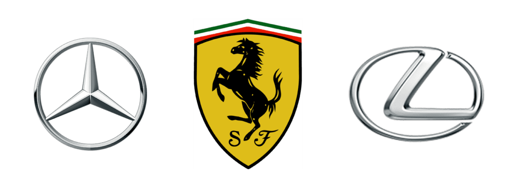 Audi, Ferarri and Lexus Logos