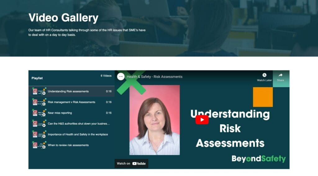 Screenshot of Video Gallery for BeyondSafety Website