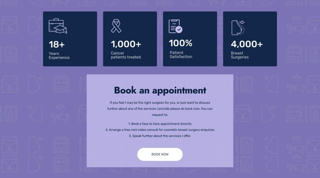Screenshot of Book an Appointment section for Dr Seni Website