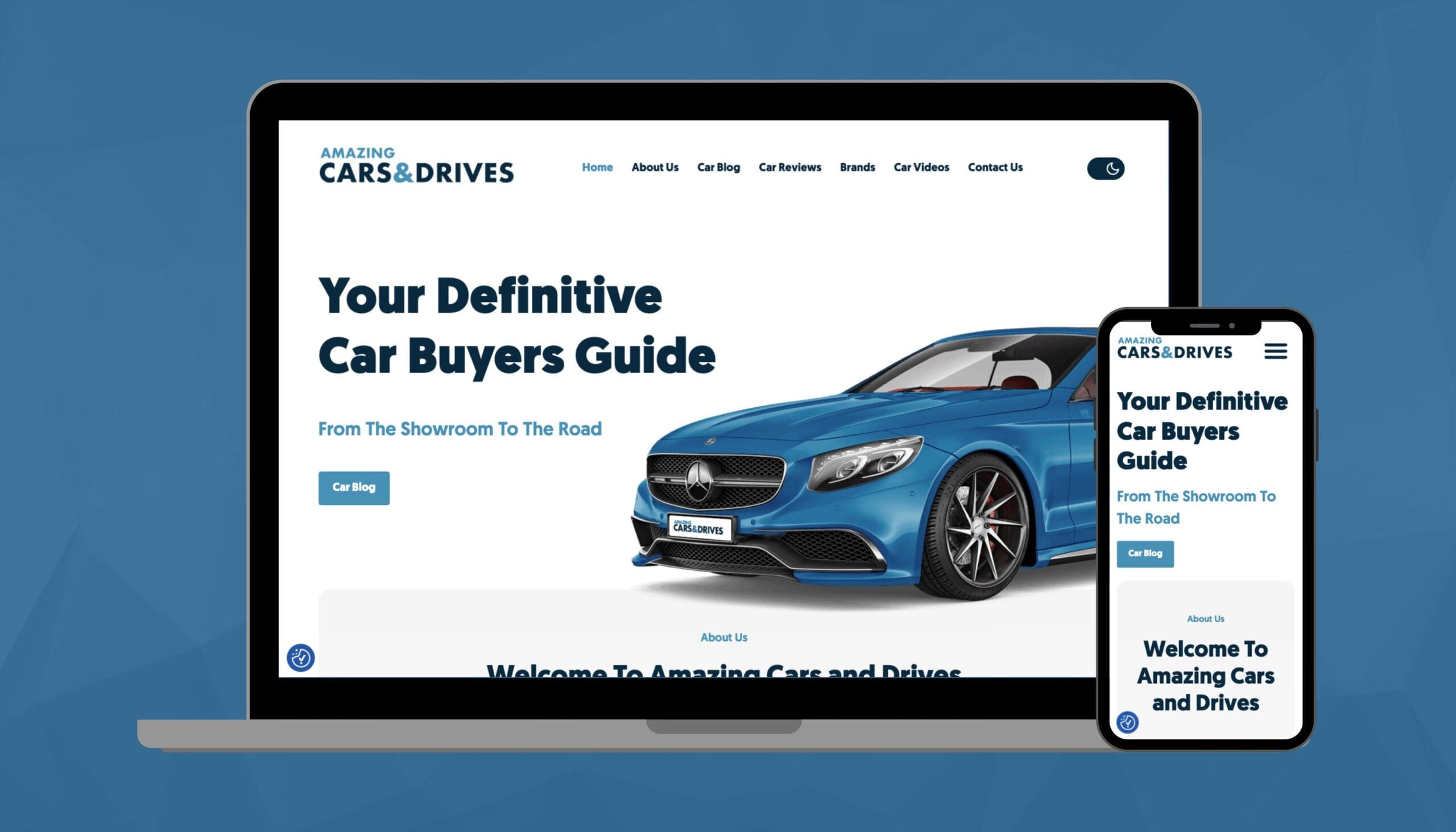 Screenshot of Desktop and Mobile view of Amazing Cars and Drives homepage