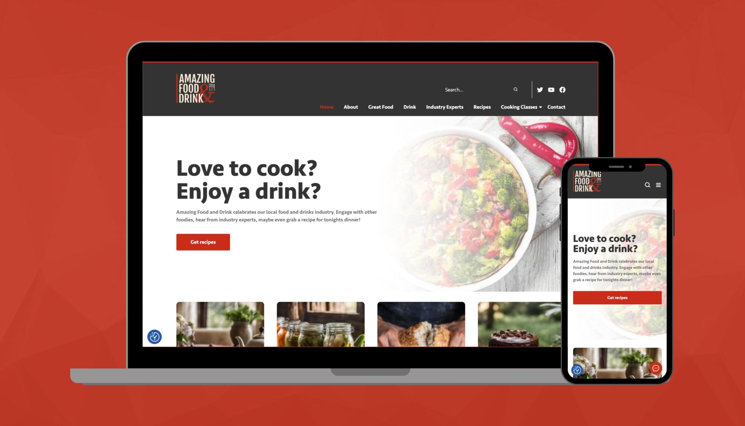 Screenshot of Desktop and Mobile of Amazing Food and Drink