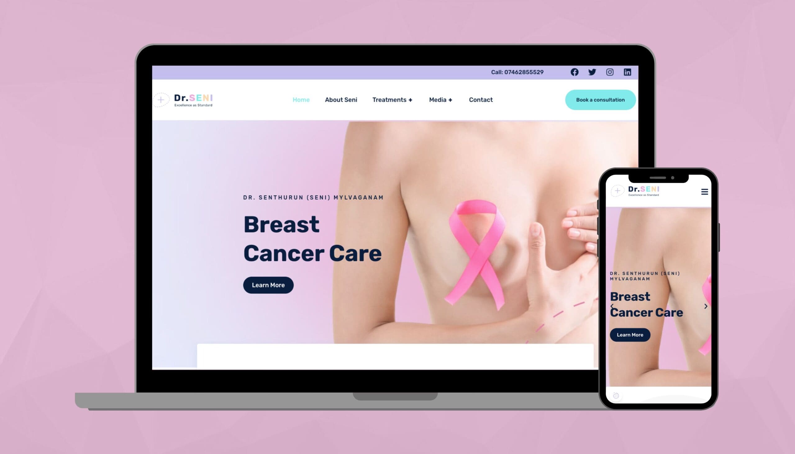 Desktop and Mobile of Dr Seni Homepage