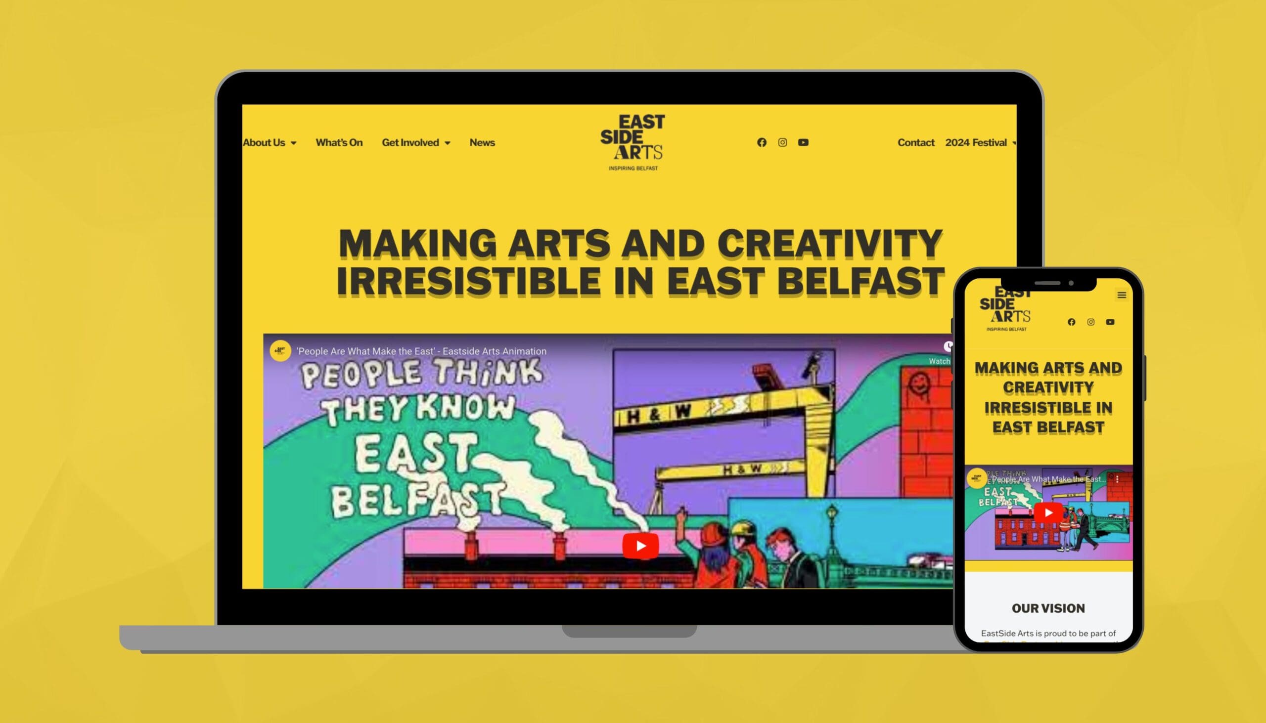 Eastside Arts Homepage on Desktop and Mobile
