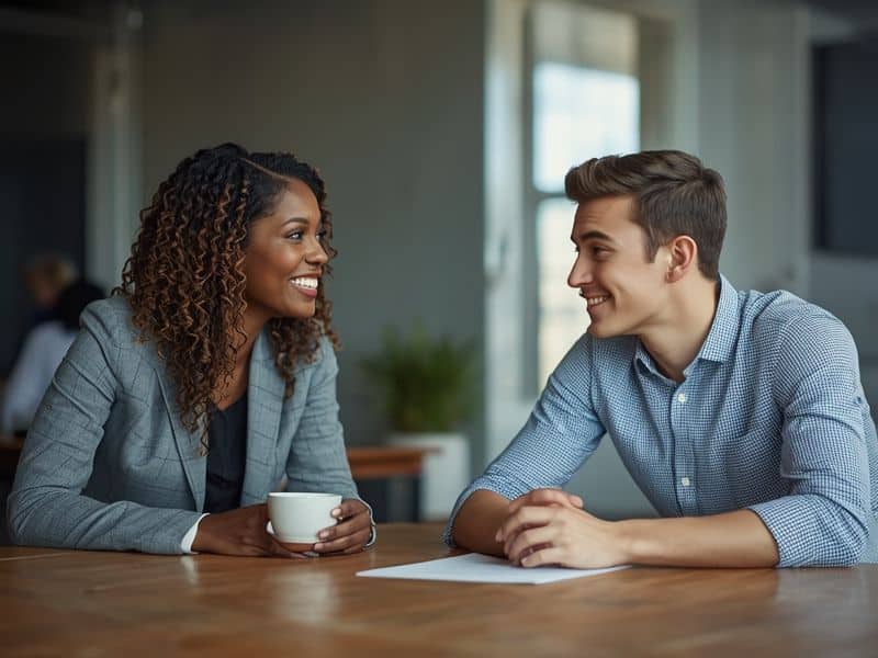 HR manager reviewing HR statistics on a laptop in a modern UK office